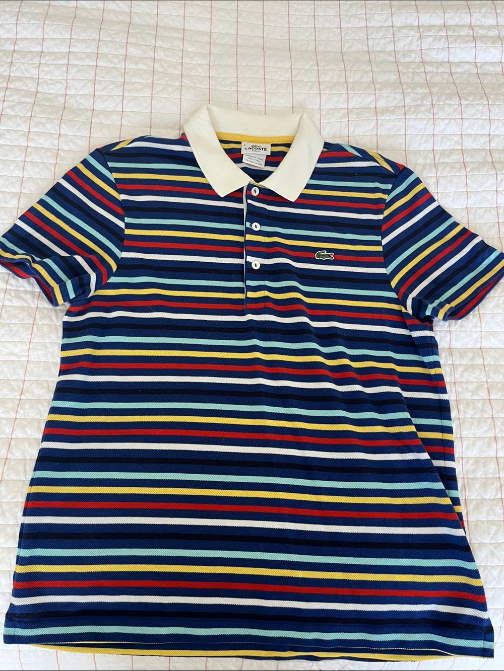 Lacoste Multicolor Striped Polo with White Collar